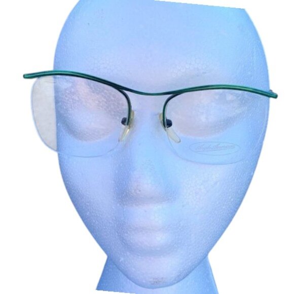 Vintage Frames Semi Rimless Anglo American Eyewear MOD M63 Metallic Green - Picture 2 of 14